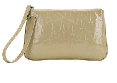 Oblique Embossed Pochette, &pound;295, Handbags, Green, Patent Leather, Front view